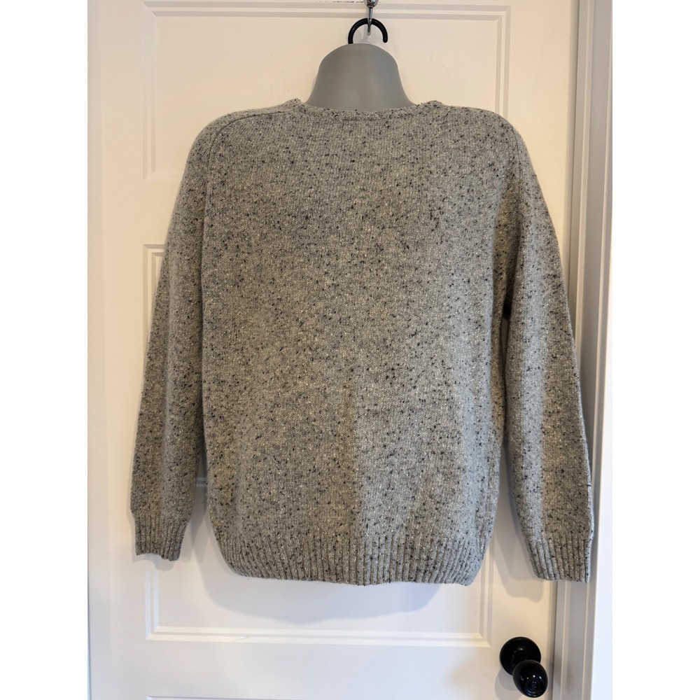 Aran Woollen Mills Mens Grey Lambswool Donegal Fleck Crewneck Sweater Size M